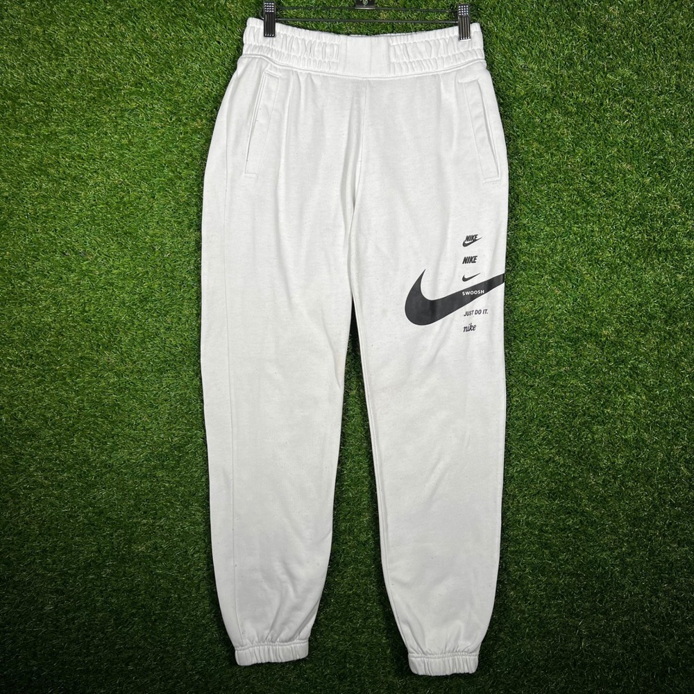 Nike Mens Sportswear Joggers White Multi Logo Graphic Swoosh Small